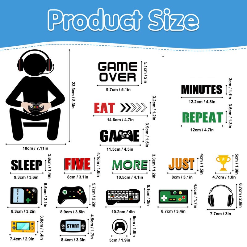 Sinekong Gamer Wall Decals Stickers Glow in The Dark Wall Decals Game Wall Stickers Gaming Controller Decals Game Room Decor Video Game Decal for Boys Kids Girls Bedoom Playroom Decor (Sky Blue) - Image 3